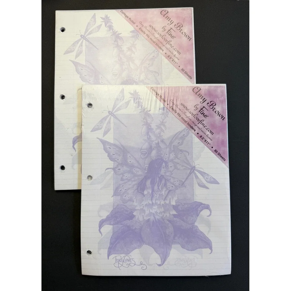 Amy Brown Fairy Filler Paper 2pk 80ct Purple Foxgloves Y2K Fantasy Stationery